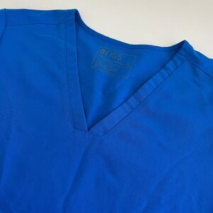 Figs Women's Casma Three Pocket Scrub Top Short Sleeve XL Royal Blue nursing